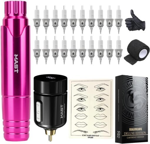 Mast kit tatuaje completo Mast P10 Rotary Tattoo Pen maquina tatuar pen Microblading Pen Tattoo Power Supply agujas tatuaje kit tatuaje profesional for Eyebrow Lip Tattoo
